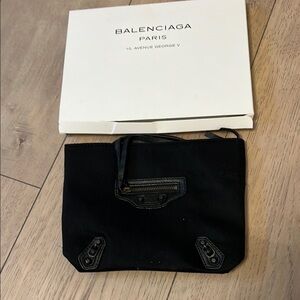 Balenciaga Black Clutch with Zipper Accent